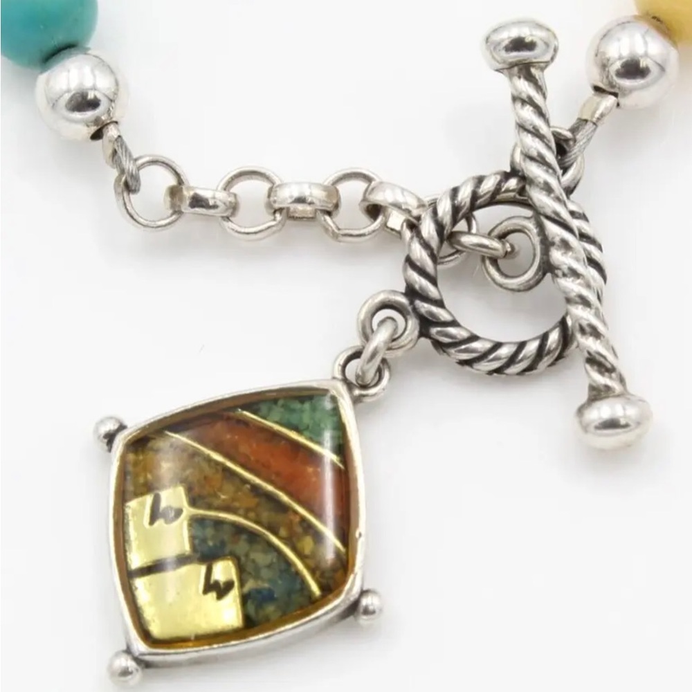 CAROLYN POLLACK * Beautiful Multi-Gemstone Beaded Toggle Bracelet - Picture 3 of 8